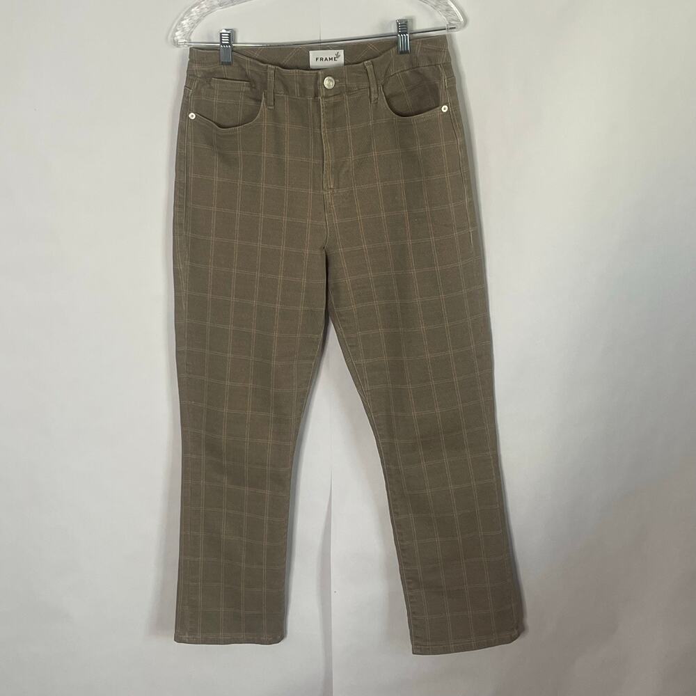 Frame Womens Le Crop Nectarine Plaid Cropped Straight Leg Jeans Size 29